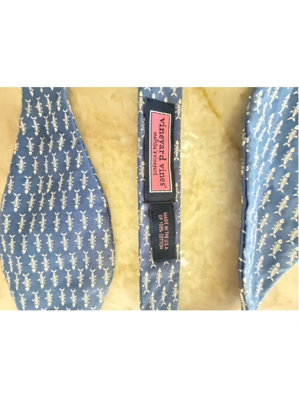 Vineyard Vines shark Blue & White Fishbone Bow Tie multiple and adjustable size